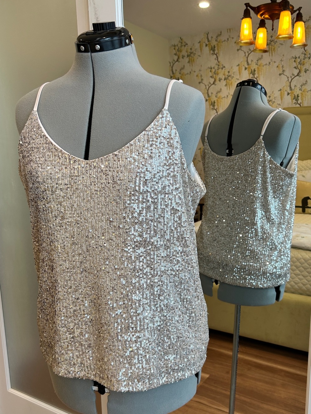 Ricki’s Champagne & Silver Sequin Cami Tank Top